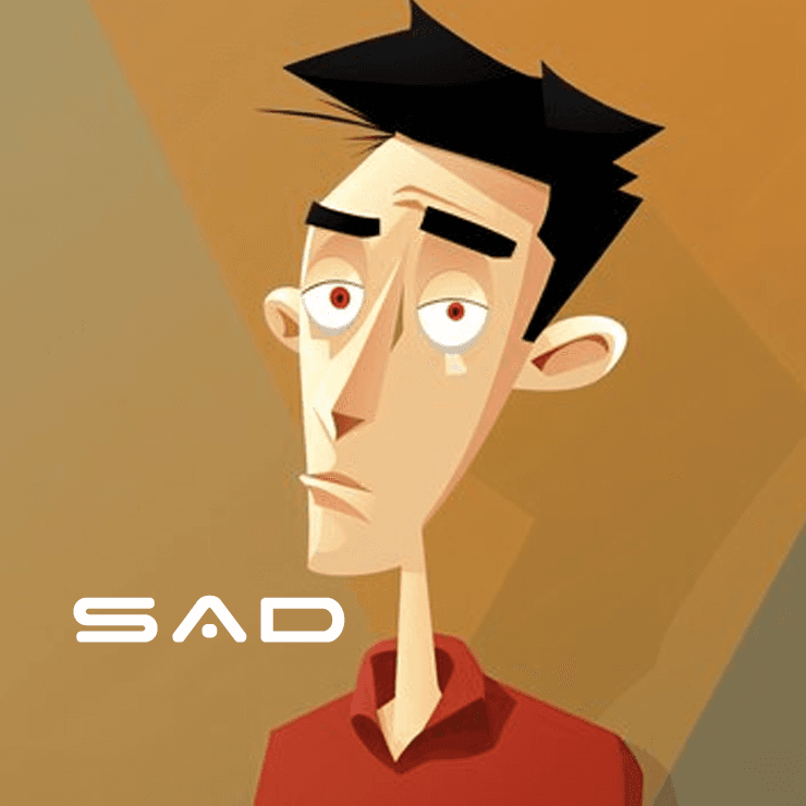 Cartoon Man with Sad Face